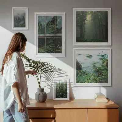 5-Piece wall art set green landscapes forest and vegetation scene
