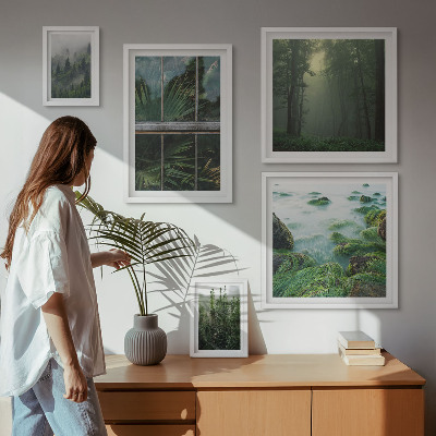 Set of 5 wall art pieces Green landscapes, forests, vegetation