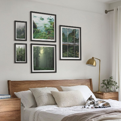 Set of 5 wall art pieces Green landscapes, forests, vegetation