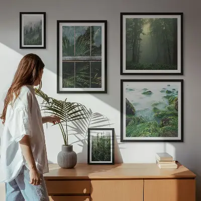 5-Piece wall art set green landscapes forest and vegetation scene