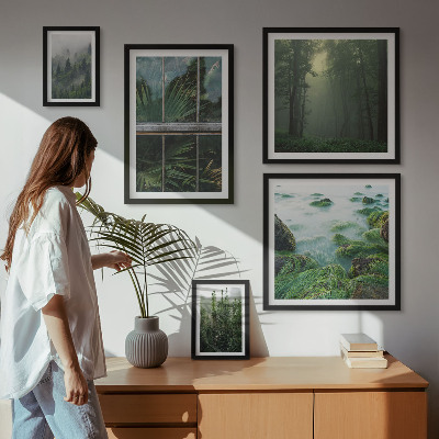 Set of 5 wall art pieces Green landscapes, forests, vegetation