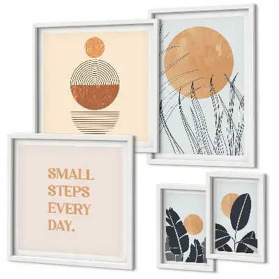 Gallery wall art set stylish plant graphics and slogans