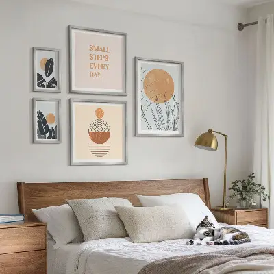 Gallery wall art set stylish plant graphics and slogans