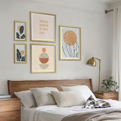 Gallery wall art set stylish plant graphics and slogans