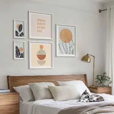Gallery wall art set stylish plant graphics and slogans