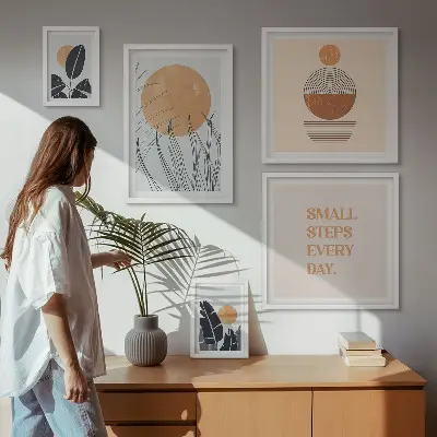 Gallery wall art set stylish plant graphics and slogans