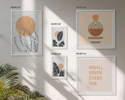 Gallery wall art set stylish plant graphics and slogans