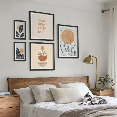 Gallery wall art set stylish plant graphics and slogans