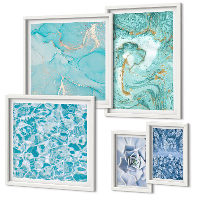 Framed photo set Stylish turquoise blue accents