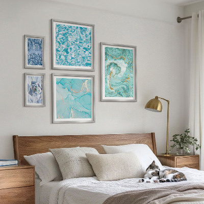 Framed photo set Stylish turquoise blue accents