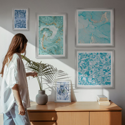 Framed photo set Stylish turquoise blue accents