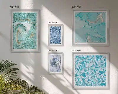 Framed photo set with stylish turquoise blue accents