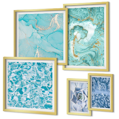 Framed photo set Stylish turquoise blue accents