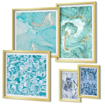 Framed photo set with stylish turquoise blue accents