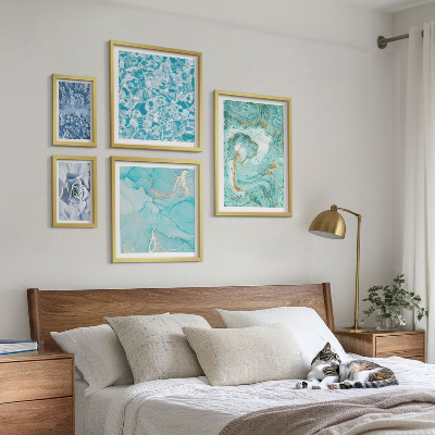 Framed photo set Stylish turquoise blue accents