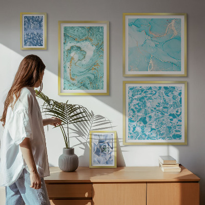 Framed photo set Stylish turquoise blue accents