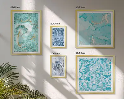 Framed photo set with stylish turquoise blue accents