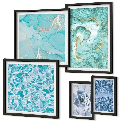 Framed photo set with stylish turquoise blue accents