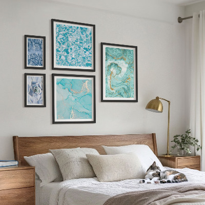 Framed photo set Stylish turquoise blue accents