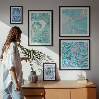 Framed photo set Stylish turquoise blue accents