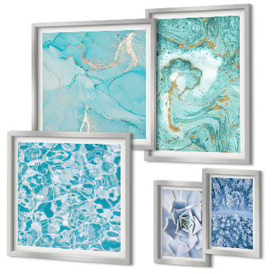 Framed photo set Stylish turquoise blue accents