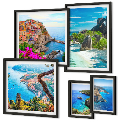 Set of 5 wall art pieces Seaside landscapes views