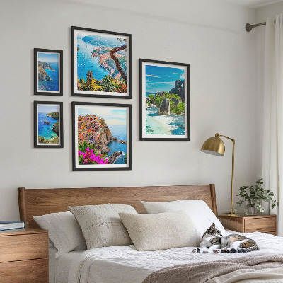 Set of 5 wall art pieces Seaside landscapes views