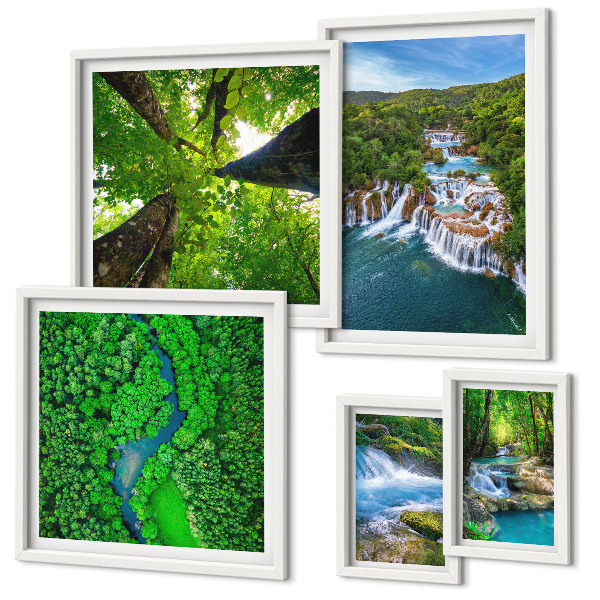 Framed photo set Waterfalls green landscapes