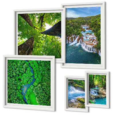 Framed photo set Waterfalls green landscapes
