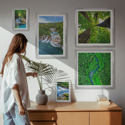 Framed photo set Waterfalls green landscapes