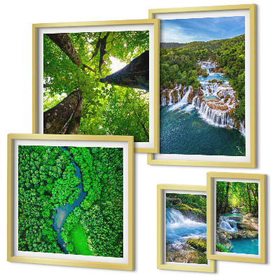 Framed photo set Waterfalls green landscapes