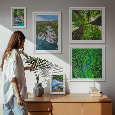 Framed photo set Waterfalls green landscapes