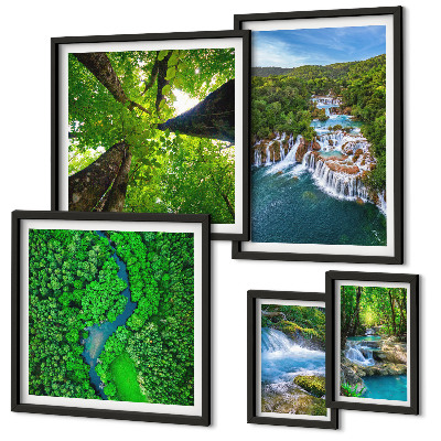 Framed photo set Waterfalls green landscapes