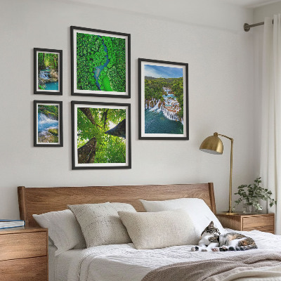 Framed photo set Waterfalls green landscapes