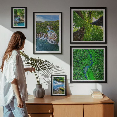 Framed photo set Waterfalls green landscapes