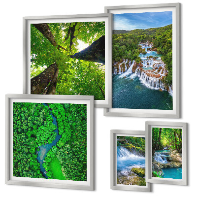 Framed photo set Waterfalls green landscapes