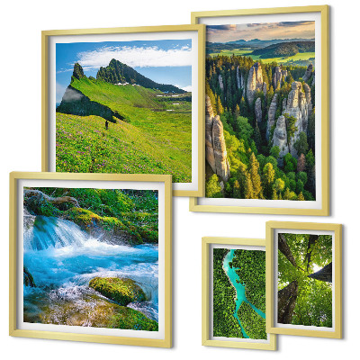 Set of 5 wall art pieces Landscapes mountains rivers forests