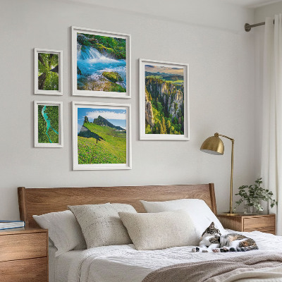 Set of 5 wall art pieces Landscapes mountains rivers forests