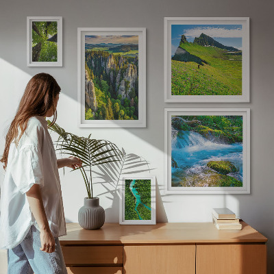 Set of 5 wall art pieces Landscapes mountains rivers forests