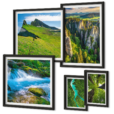Set of 5 wall art pieces Landscapes mountains rivers forests