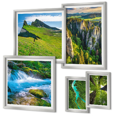 Set of 5 wall art pieces Landscapes mountains rivers forests