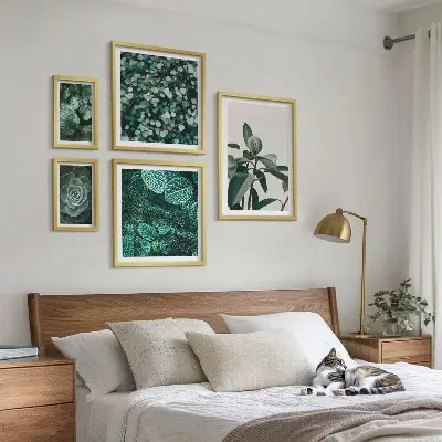 Framed photo set Plant motifs green leaves