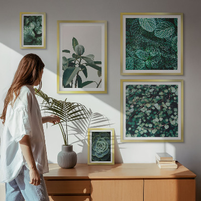 Framed photo set Plant motifs green leaves