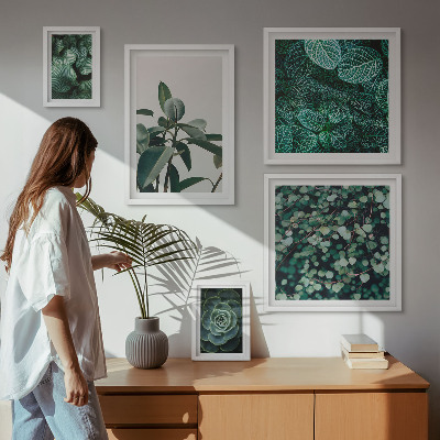 Framed photo set Plant motifs green leaves