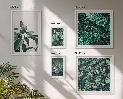 Framed photo set with green plant motif prints