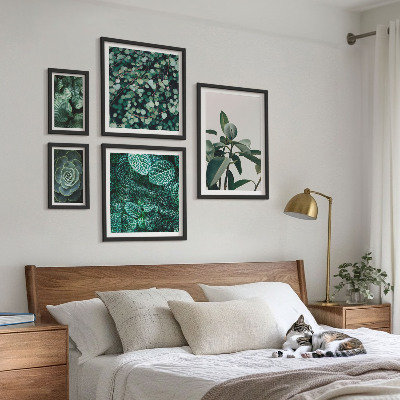 Framed photo set Plant motifs green leaves