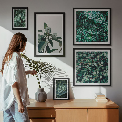 Framed photo set Plant motifs green leaves