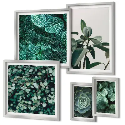 Framed photo set with green plant motif prints