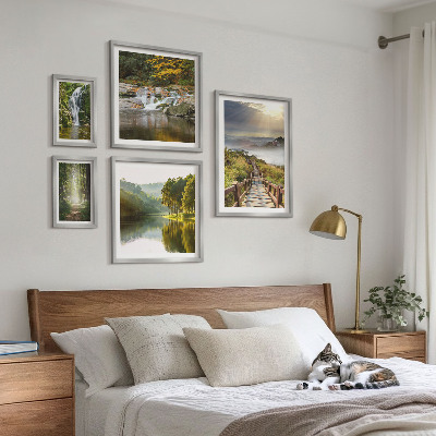 Set of 5 wall art pieces Natural landscapes waterfalls forest paths
