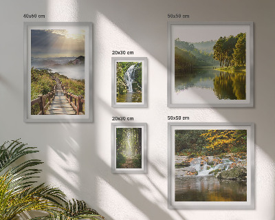 Set of 5 wall art pieces Natural landscapes waterfalls forest paths